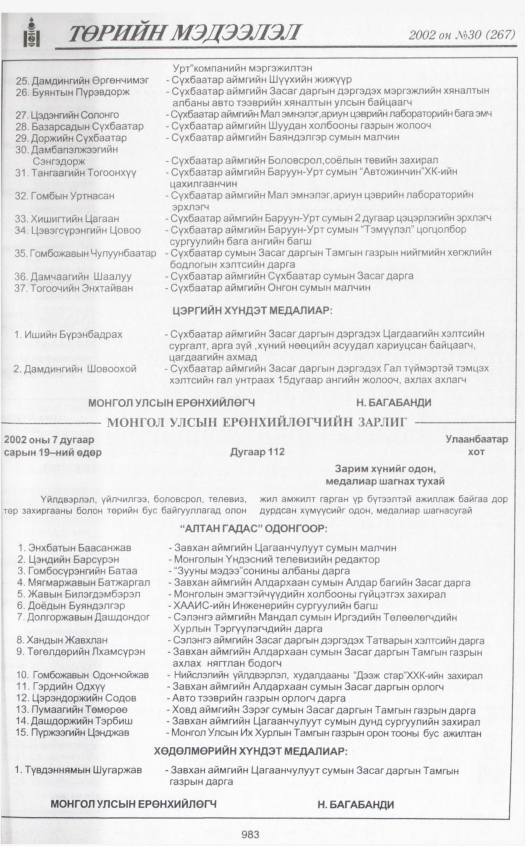 «Төрийн мэдээлэл» № 27, файлын 178-р хуудас