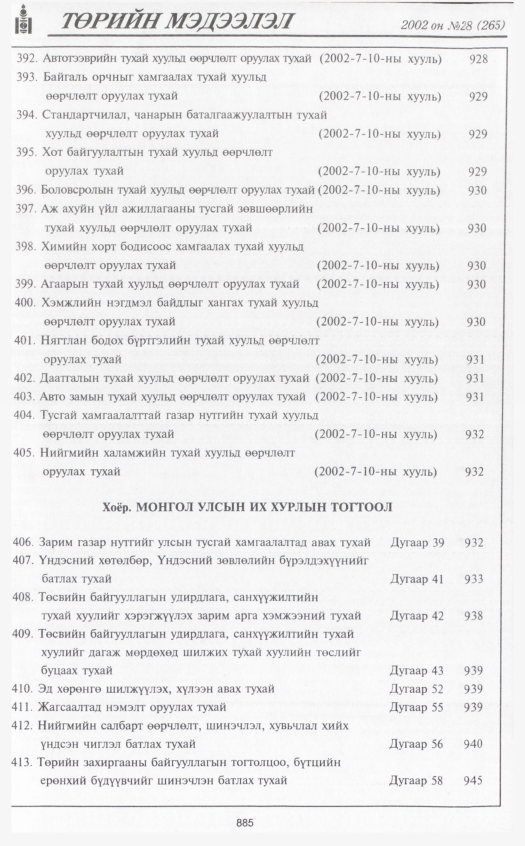 «Төрийн мэдээлэл» № 27, файлын 72-р хуудас