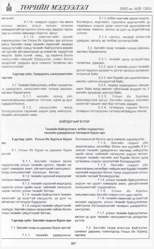 «Төрийн мэдээлэл» № 28, 887-р хуудасны скан