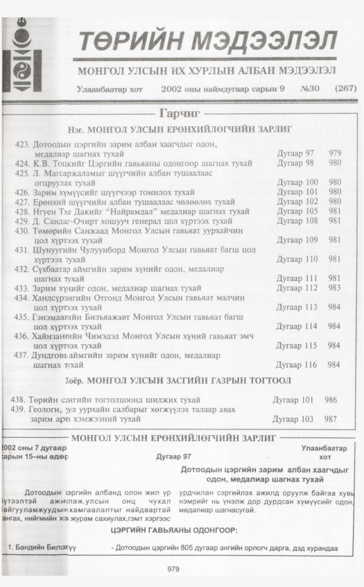 «Төрийн мэдээлэл» № 29, файлын 174-р хуудас