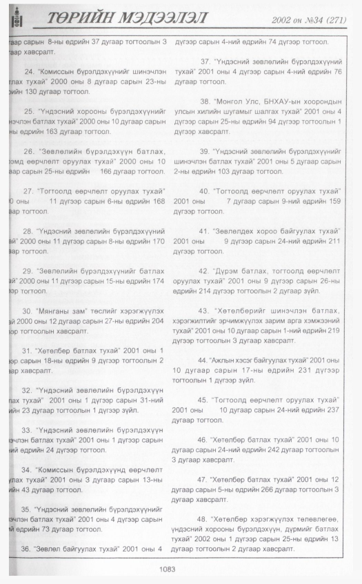 «Төрийн мэдээлэл» № 33, файлын 294-р хуудас