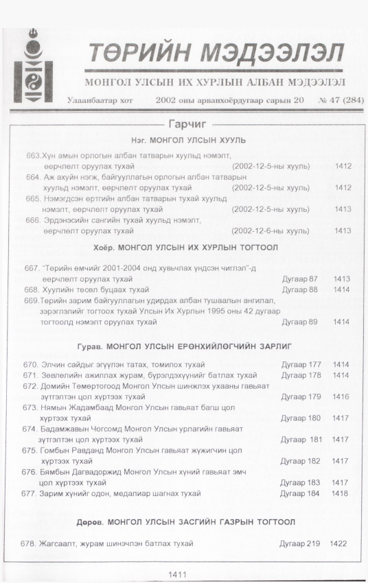 «Төрийн мэдээлэл» № 46, файлын 276-р хуудас
