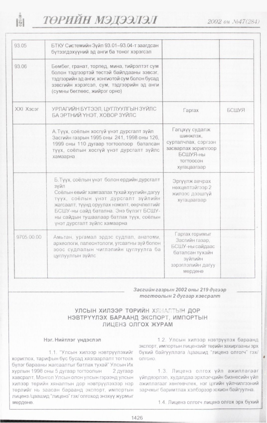 «Төрийн мэдээлэл» № 46, файлын 291-р хуудас