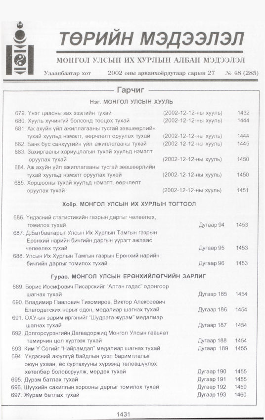 «Төрийн мэдээлэл» № 46, файлын 300-р хуудас