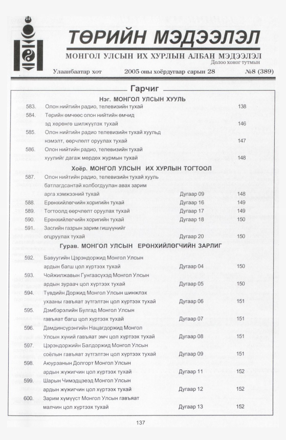 «Төрийн мэдээлэл» № 7, файлын 194-р хуудас