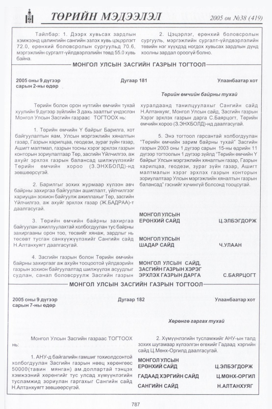 «Төрийн мэдээлэл» № 35, файлын 154-р хуудас