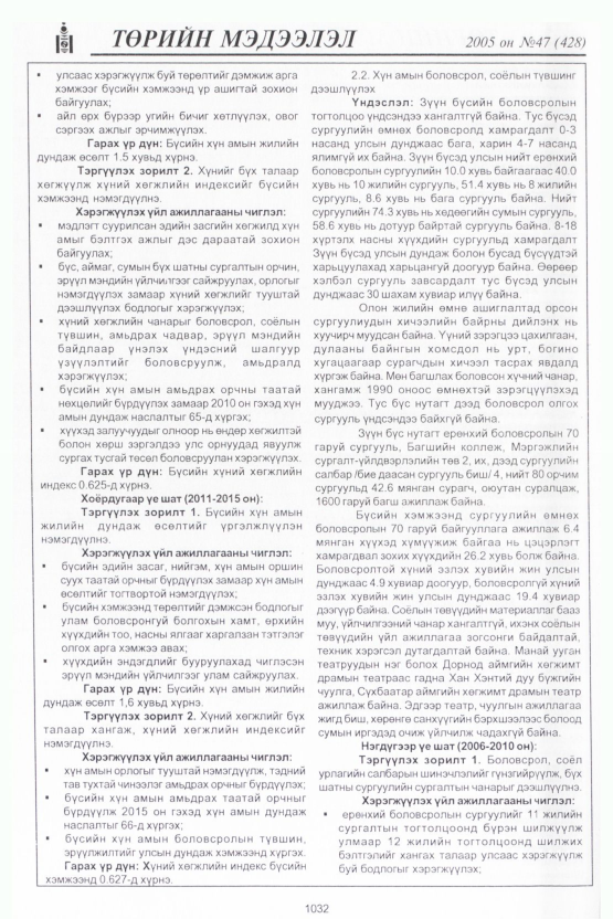 «Төрийн мэдээлэл» № 47, 1032-р хуудасны скан
