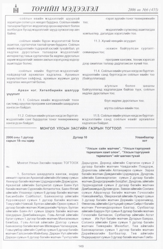 «Төрийн мэдээлэл» № 5, файлын 172-р хуудас