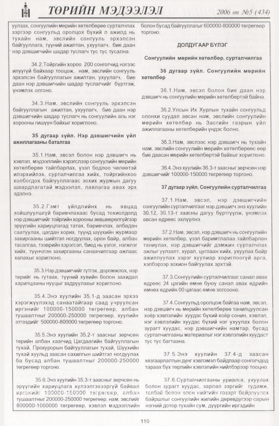 «Төрийн мэдээлэл» № 6, файлын 129-р хуудас