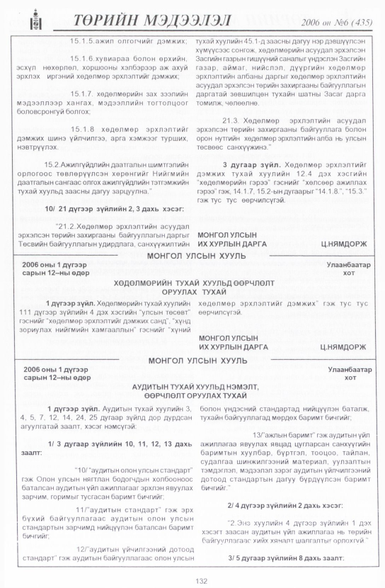 «Төрийн мэдээлэл» № 6, 132-р хуудасны скан