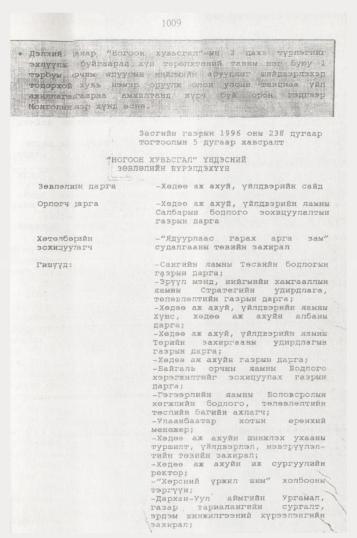 «Төрийн мэдээлэл» № 10, 1009-р хуудасны скан