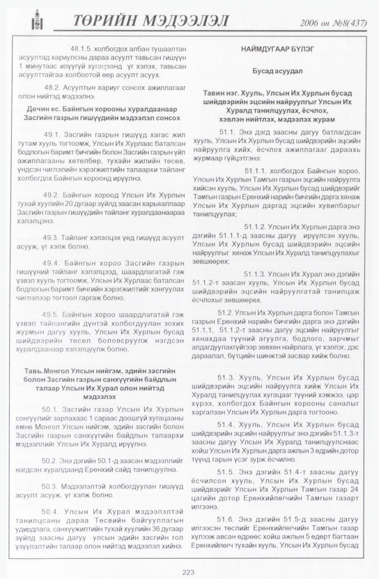 «Төрийн мэдээлэл» № 7, файлын 254-р хуудас