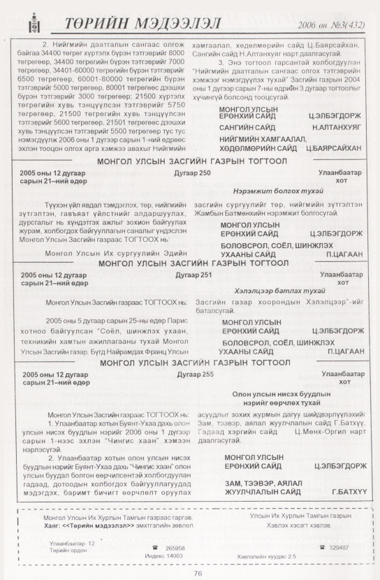 «Төрийн мэдээлэл» № 9, файлын 87-р хуудас