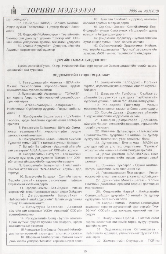 «Төрийн мэдээлэл» № 10, файлын 13-р хуудас
