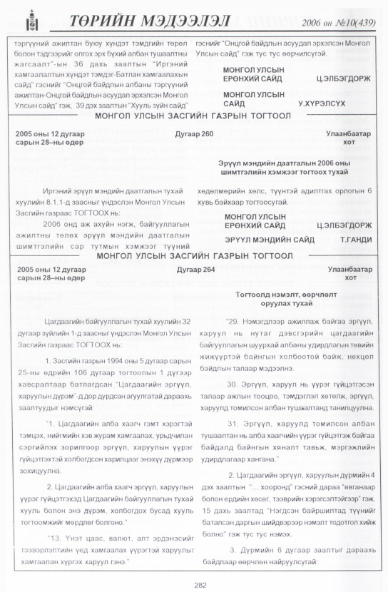 «Төрийн мэдээлэл» № 10, 282-р хуудасны скан