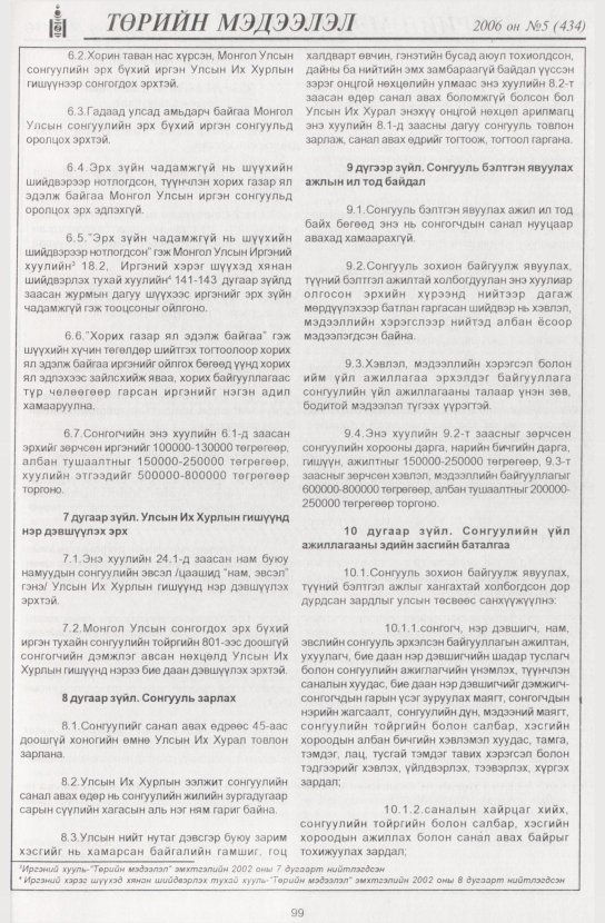 «Төрийн мэдээлэл» № 11, файлын 118-р хуудас