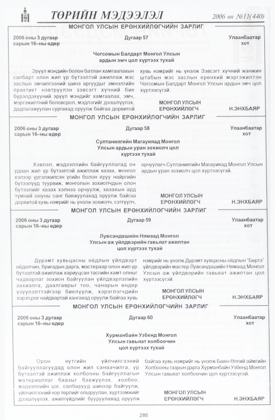 «Төрийн мэдээлэл» № 11, 286-р хуудасны скан