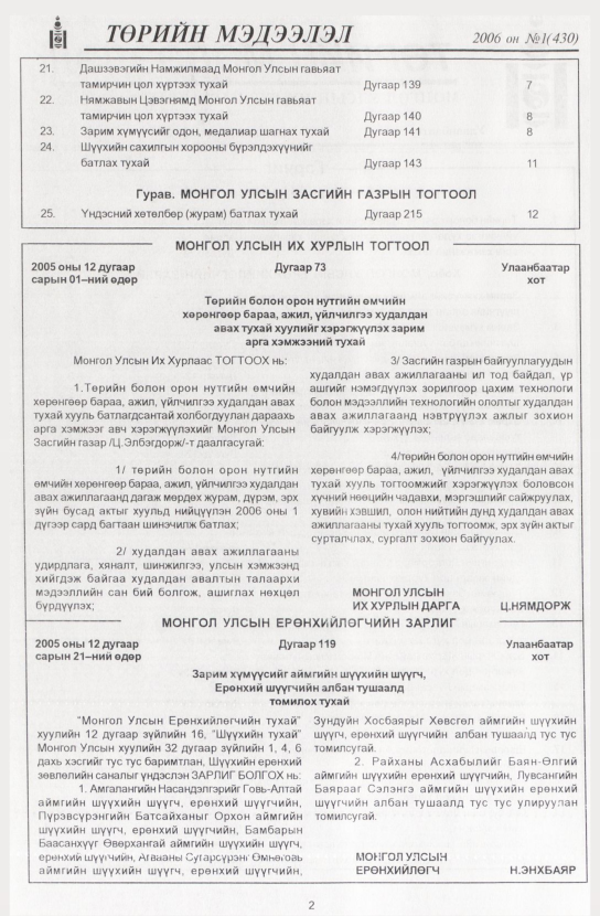 «Төрийн мэдээлэл» № 11, файлын 5-р хуудас