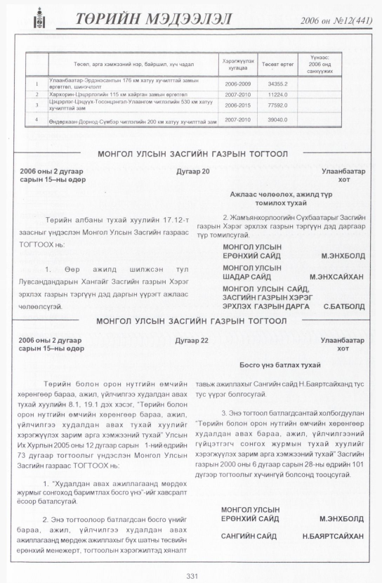 «Төрийн мэдээлэл» № 12, 331-р хуудасны скан