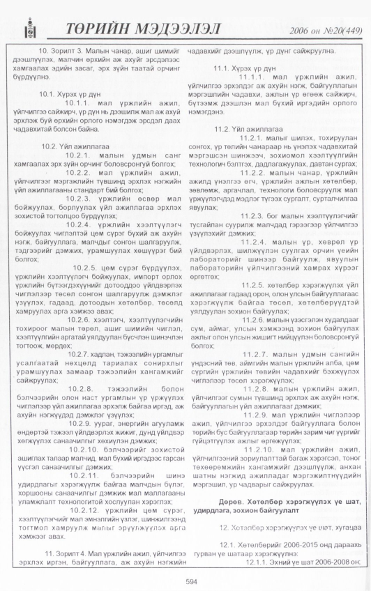 «Төрийн мэдээлэл» № 20, 594-р хуудасны скан