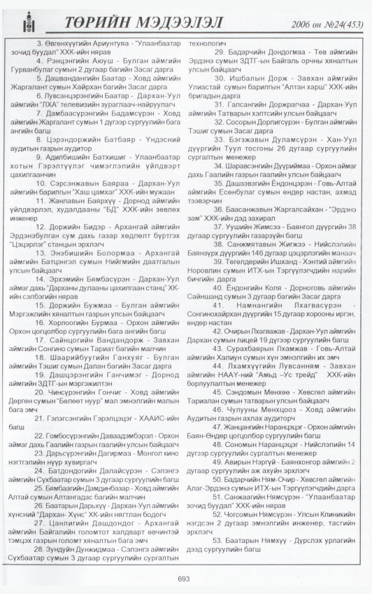 «Төрийн мэдээлэл» № 24, 693-р хуудасны скан
