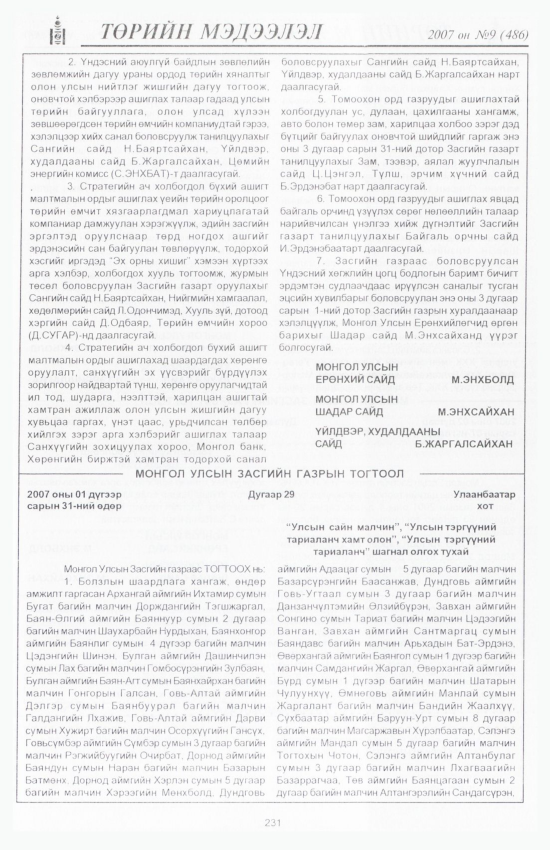 «Төрийн мэдээлэл» № 8, файлын 262-р хуудас