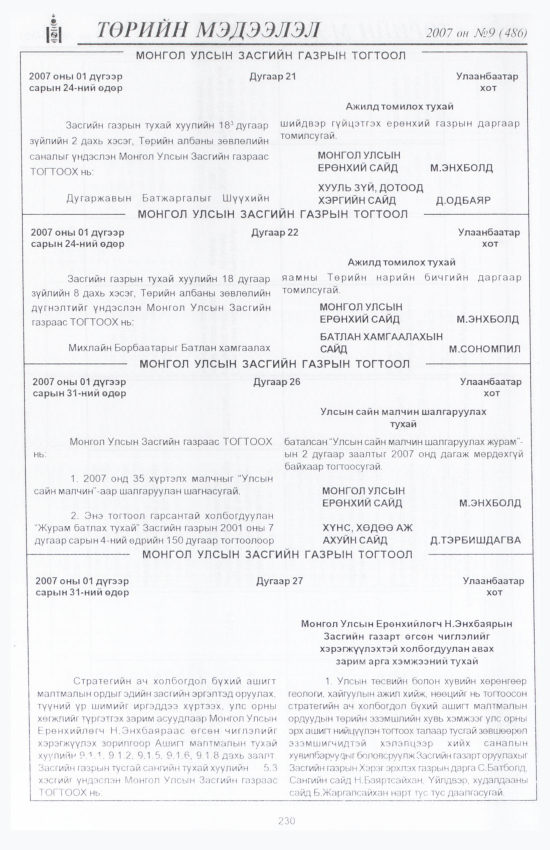 «Төрийн мэдээлэл» № 12, файлын 261-р хуудас