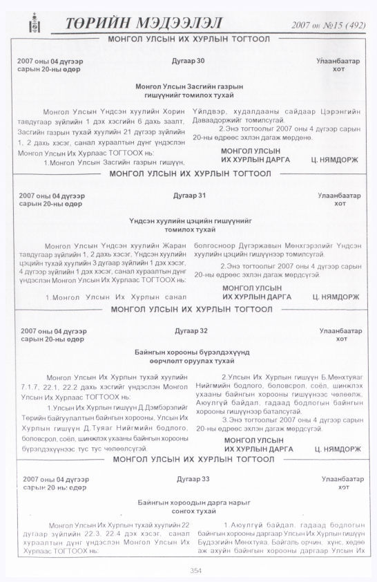 «Төрийн мэдээлэл» № 14, файлын 45-р хуудас