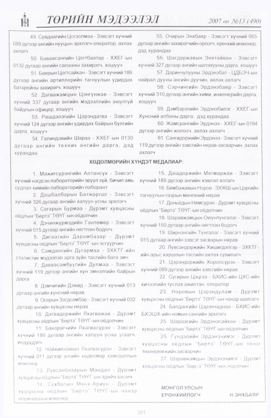 «Төрийн мэдээлэл» № 14, файлын 7-р хуудас
