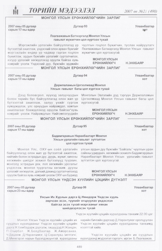 «Төрийн мэдээлэл» № 20, файлын 208-р хуудас