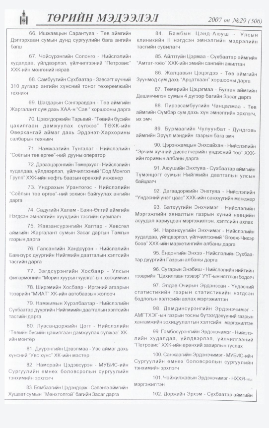 «Төрийн мэдээлэл» № 29, 711-р хуудасны скан