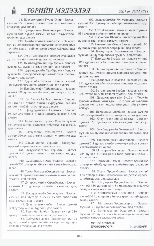 «Төрийн мэдээлэл» № 34, 842-р хуудасны скан