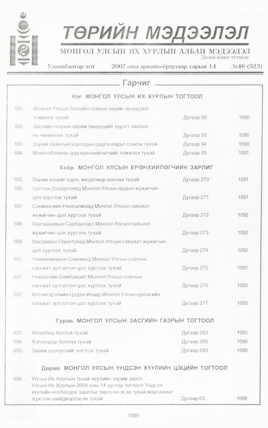 «Төрийн мэдээлэл» № 46, файлын 199-р хуудас