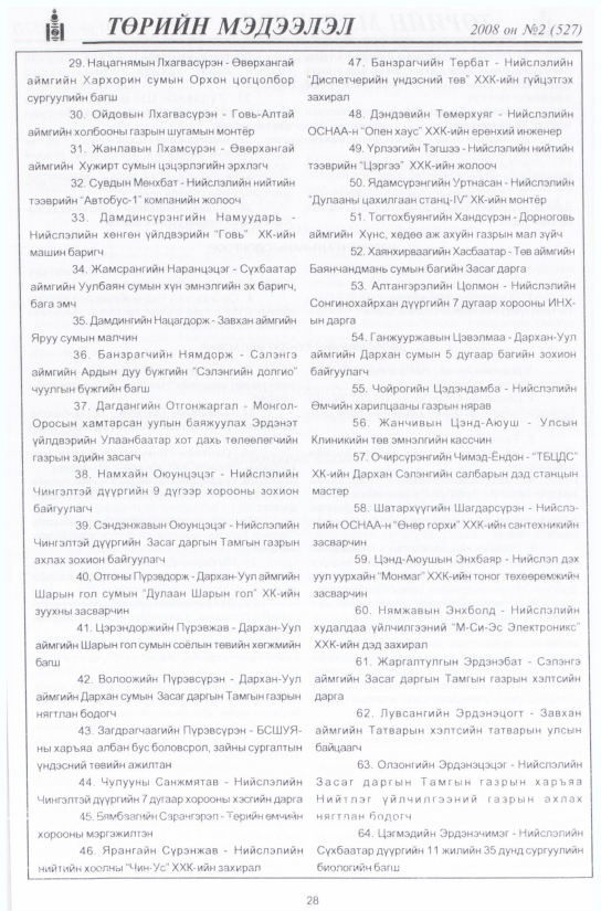 «Төрийн мэдээлэл» № 5, файлын 35-р хуудас