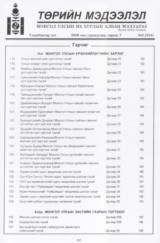 «Төрийн мэдээлэл» № 12, файлын 214-р хуудас