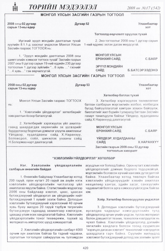 «Төрийн мэдээлэл» № 15, файлын 161-р хуудас