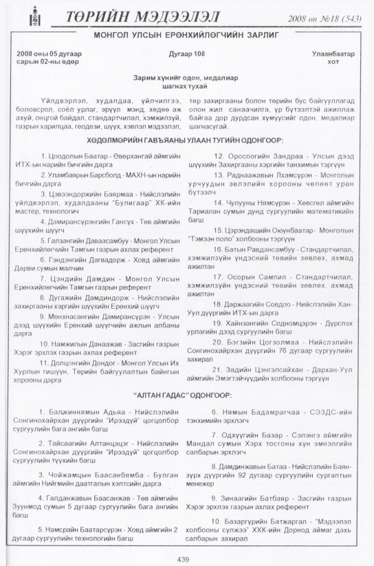 «Төрийн мэдээлэл» № 15, файлын 182-р хуудас
