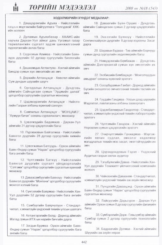 «Төрийн мэдээлэл» № 15, файлын 185-р хуудас