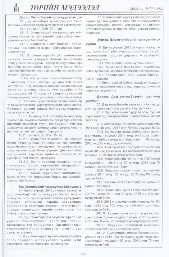 «Төрийн мэдээлэл» № 17, 435-р хуудасны скан