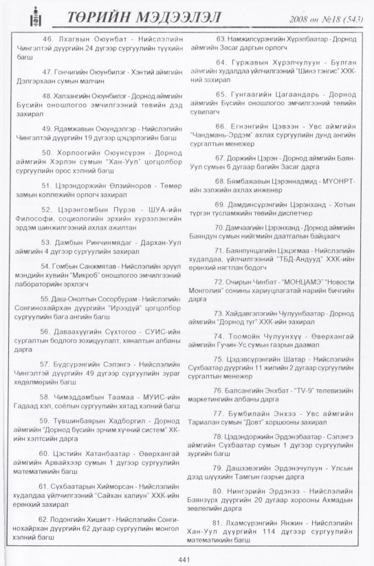 «Төрийн мэдээлэл» № 20, файлын 184-р хуудас