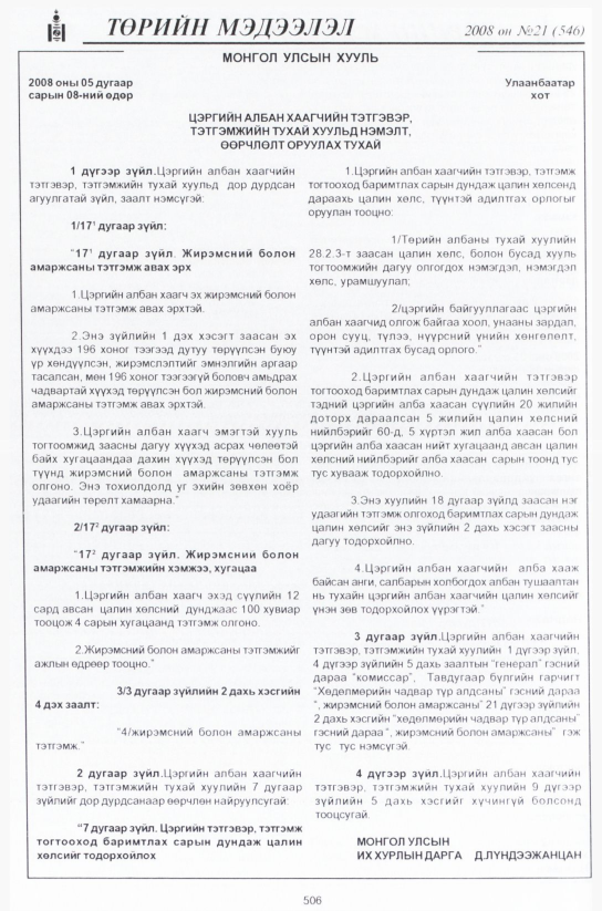 «Төрийн мэдээлэл» № 22, файлын 277-р хуудас