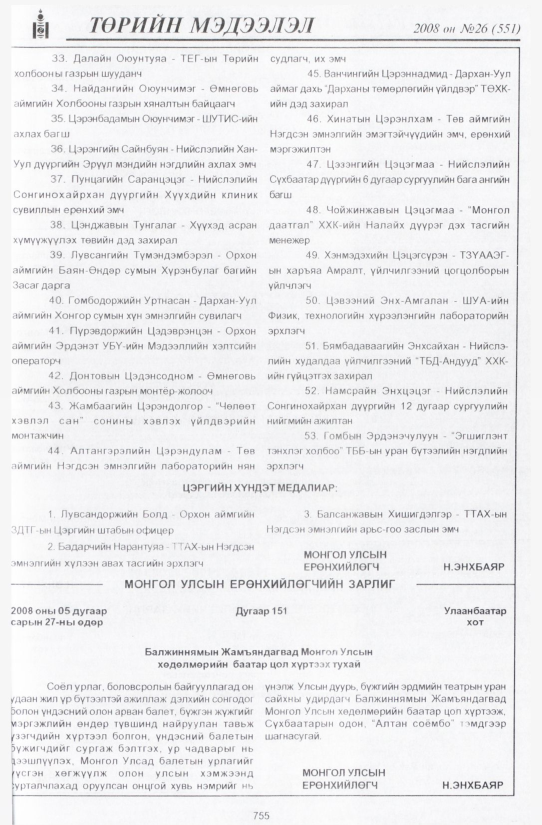 «Төрийн мэдээлэл» № 25, файлын 54-р хуудас