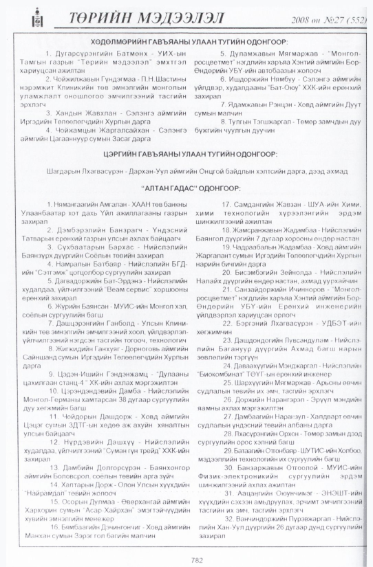 «Төрийн мэдээлэл» № 27, 782-р хуудасны скан