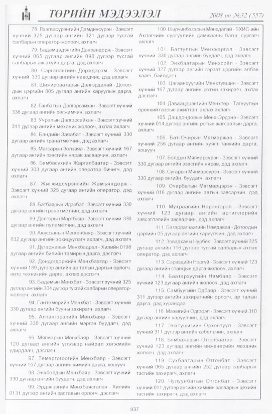 «Төрийн мэдээлэл» № 30, файлын 252-р хуудас