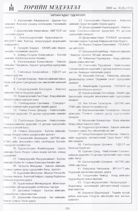 «Төрийн мэдээлэл» № 32, файлын 52-р хуудас