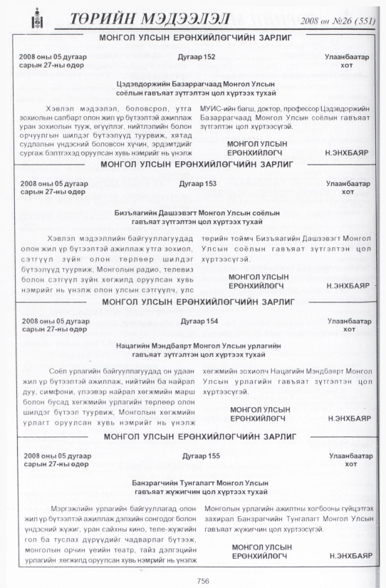 «Төрийн мэдээлэл» № 32, файлын 55-р хуудас