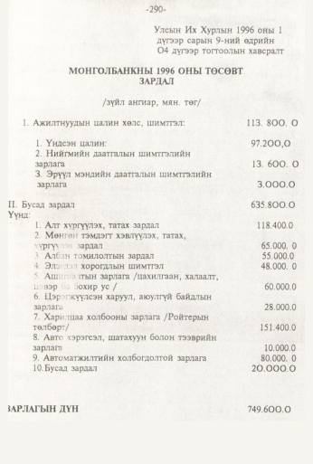 «Төрийн мэдээлэл» № 3, 290-р хуудасны скан