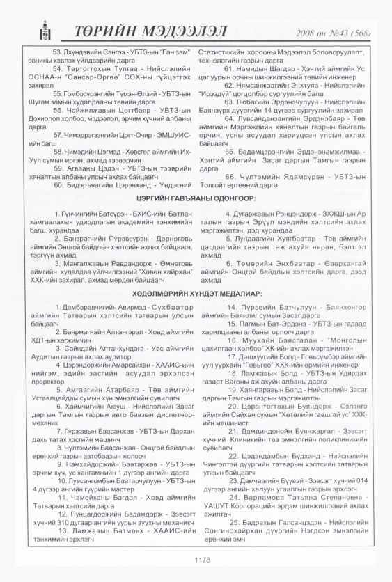 «Төрийн мэдээлэл» № 46, файлын 151-р хуудас