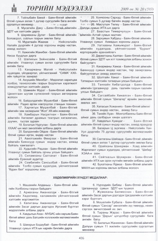 «Төрийн мэдээлэл» № 20, 436-р хуудасны скан