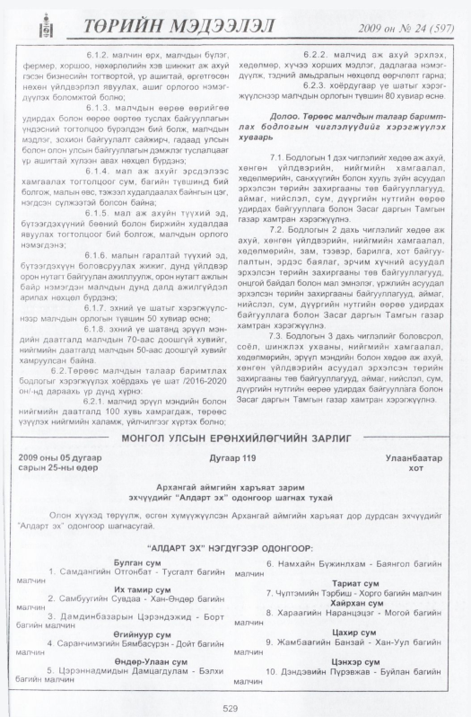 «Төрийн мэдээлэл» № 24, 529-р хуудасны скан